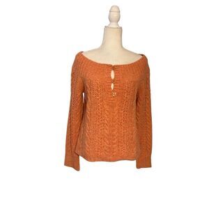 American Eagle Outfitters off shoulder orange cable knit sweater - L